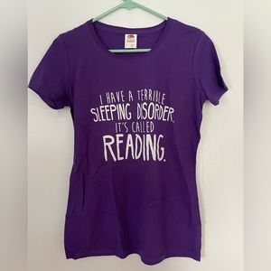 Pretty purple short sleeved shirt - sleeping disorder … reading size small